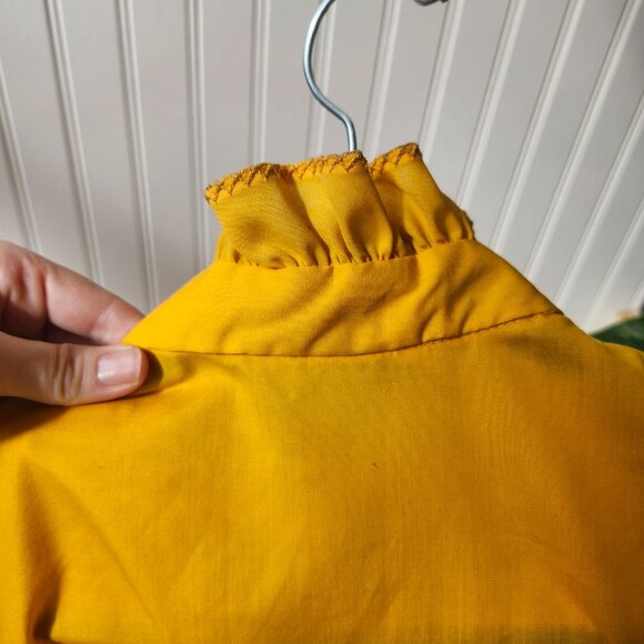 Vintage 1970's Bobbie Brook's Marigold Yellow Ruffle Bib Front Blouse - Picture 13 of 14